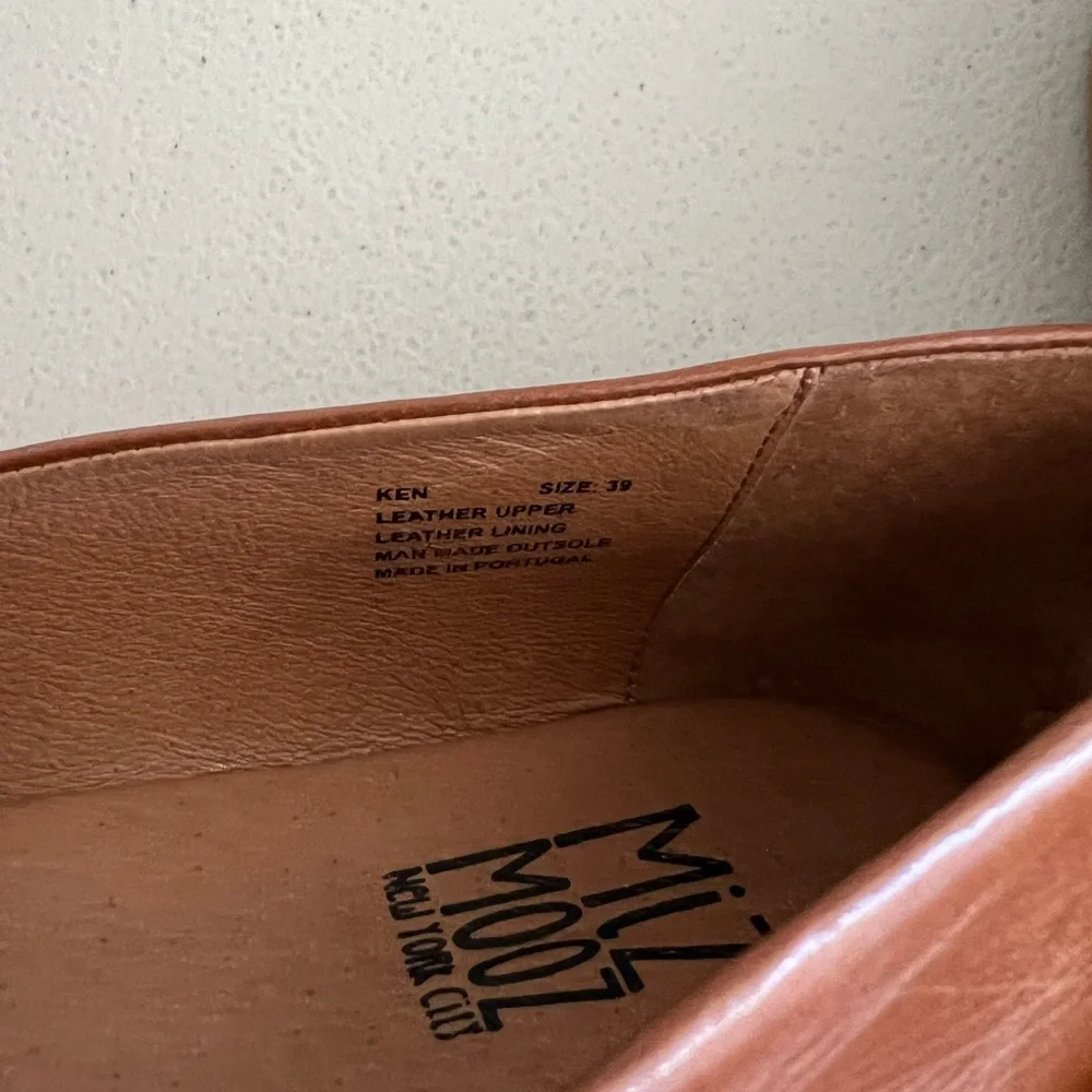 Miz Mooz KEN Leather Loafers, Made in Portugal, Brandy, Women’s EU Size 39 NEW